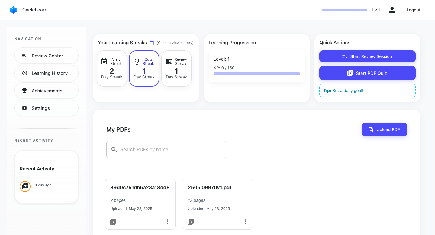 CycleLearn features